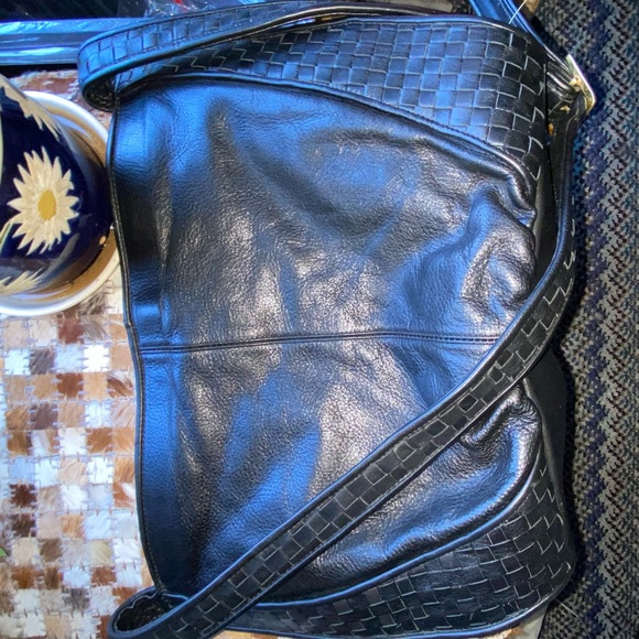 Vintage Black Woven Leather Brio Shoulder or Cross Body Purse - Picture 11 of 11